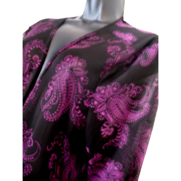 COLLECTIONS ETC, Size Large  Sexy Short  Robe - Lingerie - Purple Paisley - Picture 1 of 14